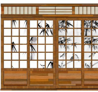 木推拉门su模型下载_sketchup草图大师SKP模型