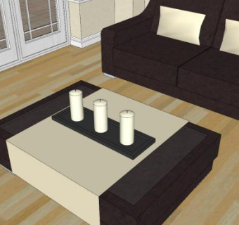 欧式户型客厅餐厅SU模型下载_sketchup草图大师SKP模型