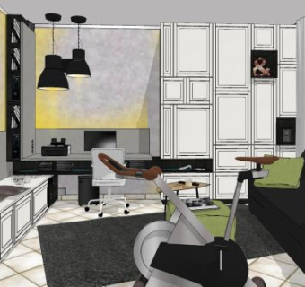 现代客厅家装家具SU模型下载_sketchup草图大师SKP模型