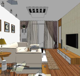 简约客餐厅室内SU模型下载_sketchup草图大师SKP模型