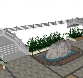 人行景观石桥su模型下载_sketchup草图大师SKP模型