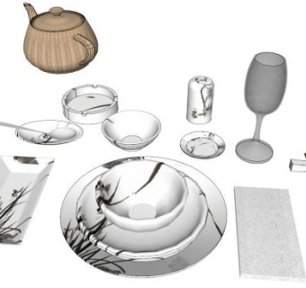中式餐具su模型下载_sketchup草图大师SKP模型