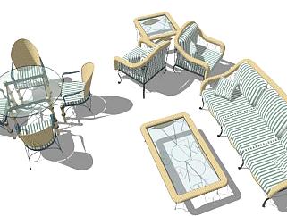 玻璃茶几与椅子su模型下载_sketchup草图大师SKP模型