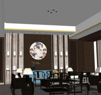 中式天花su模型下载_sketchup草图大师SKP模型