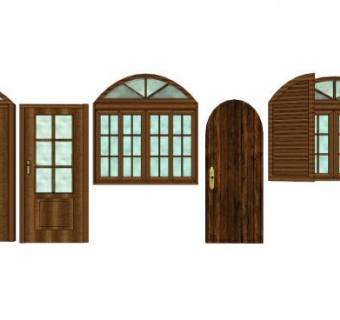 圆拱玻璃门窗su模型下载_sketchup草图大师SKP模型