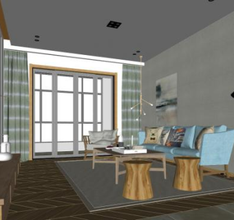 北欧风格现代户型SU模型下载_sketchup草图大师SKP模型