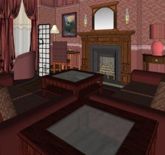 现代户型美式家装SU模型下载_sketchup草图大师SKP模型