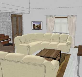 简约客厅家装SU模型下载_sketchup草图大师SKP模型