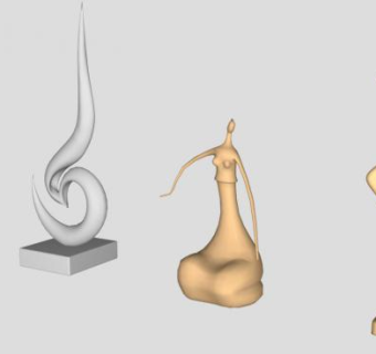抽象雕塑及人物雕塑su模型下载_sketchup草图大师SKP模型