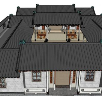 明清四合院建筑su模型下载_sketchup草图大师SKP模型