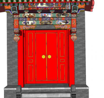中式双开门su模型下载_sketchup草图大师SKP模型