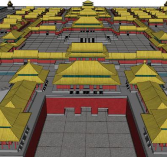 中国古代建筑群su模型下载_sketchup草图大师SKP模型