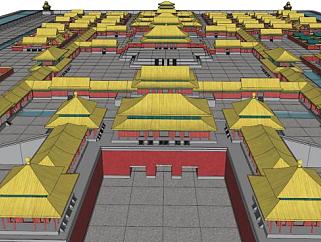 中国古代建筑群su模型下载_sketchup草图大师SKP模型