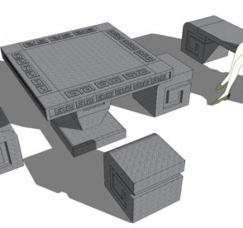 公园桌凳su模型下载_sketchup草图大师SKP模型