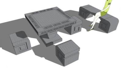 公园桌凳su模型下载_sketchup草图大师SKP模型