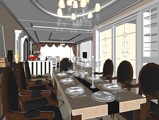 欧式客餐厅室内SU模型下载_sketchup草图大师SKP模型