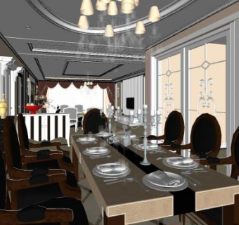 欧式客餐厅室内SU模型下载_sketchup草图大师SKP模型