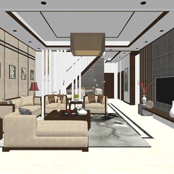 现代<em>新中式</em>客厅<em>家装</em>sketchup<em>模型</em>下载_sketchup草图...