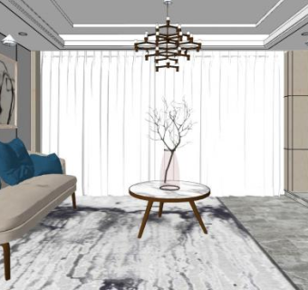 北欧简约客厅室内sketchup模型下载_sketchup草图大师SKP模型