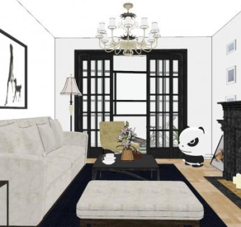 现代轻奢家装设计SU模型下载_sketchup草图大师SKP模型