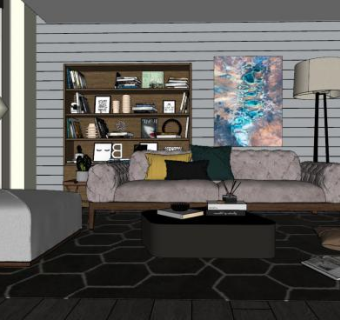 北欧简约客厅家具SU模型下载_sketchup草图大师SKP模型