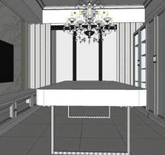 现代简约客厅卧室SU模型下载_sketchup草图大师SKP模型