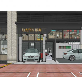 现代汽车维修中心SU模型下载_sketchup草图大师SKP模型