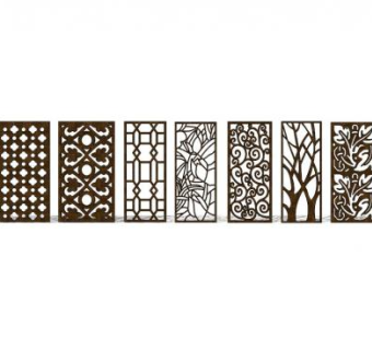 中式格栅su模型下载_sketchup草图大师SKP模型