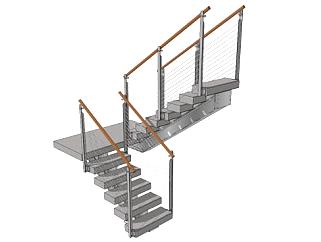 不锈钢楼梯su模型下载_sketchup草图大师SKP模型