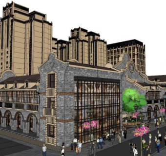 民国风商业街su模型下载_sketchup草图大师SKP模型