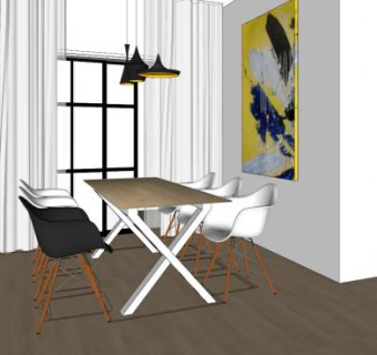 北欧餐厅家具SU模型下载_sketchup草图大师SKP模型