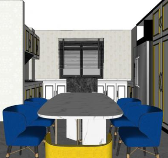 简约家装厨房餐厅SU模型下载_sketchup草图大师SKP模型