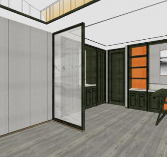 新中式餐厅家装SU模型下载_sketchup草图大师SKP模型