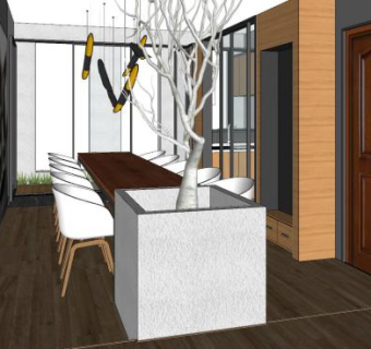 现代餐厅厨房家装SU模型下载_sketchup草图大师SKP模型