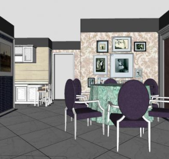 现代餐厅餐桌sketchup模型下载_sketchup草图大师SKP模型