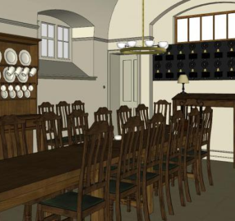 中式复古餐厅SU模型下载_sketchup草图大师SKP模型