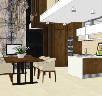 后现代餐厅SU模型下载_sketchup草图大师SKP模型