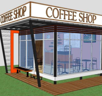 学生咖啡厅su模型下载_sketchup草图大师SKP模型