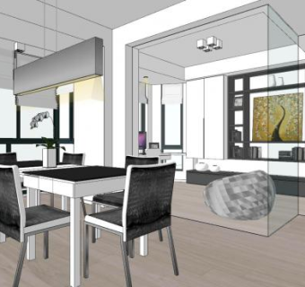 现代装修设计餐厅SU模型下载_sketchup草图大师SKP模型