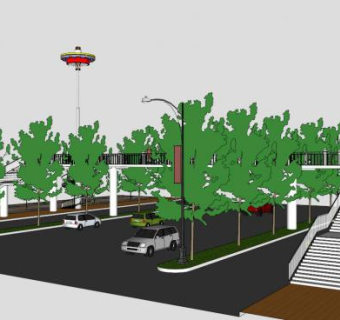 景观天桥su模型下载_sketchup草图大师SKP模型