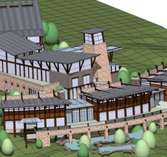 山地建筑su模型下载_sketchup草图大师SKP模型