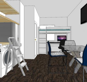 现代小型公寓餐厅SU模型下载_sketchup草图大师SKP模型