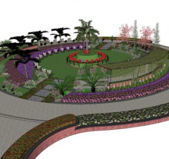 景观花圃SU模型下载_sketchup草图大师SKP模型