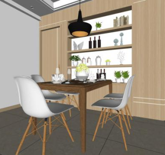 现代简约餐厅sketchup模型下载_sketchup草图大师SKP模型