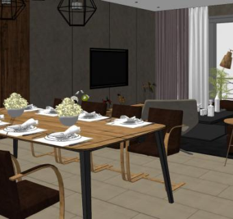 现代简约餐厅室内SU模型下载_sketchup草图大师SKP模型