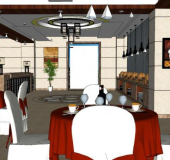 自助餐厅su模型下载_sketchup草图大师SKP模型