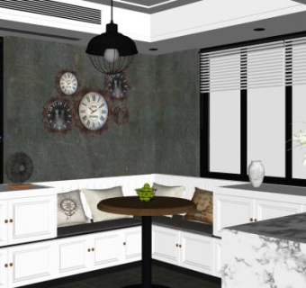 简欧复古餐厅SU模型下载_sketchup草图大师SKP模型