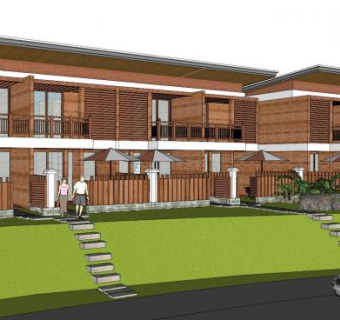 木质别墅su模型下载_sketchup草图大师SKP模型