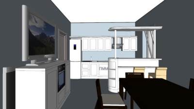 简约厨房餐厅SU模型下载_sketchup草图大师SKP模型