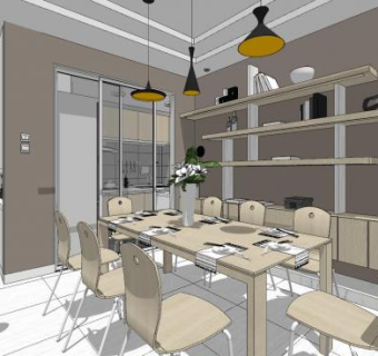 简约现代餐厅sketchup模型下载_sketchup草图大师SKP模型